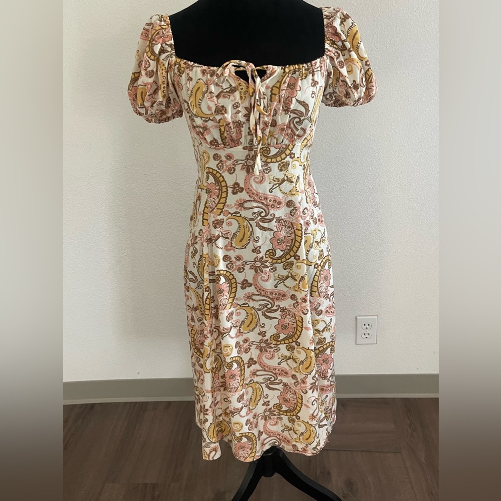 Dizzy Lizzy Los Angeles elastic gathered bust puff Sleeve Dress Sz Medium Summer